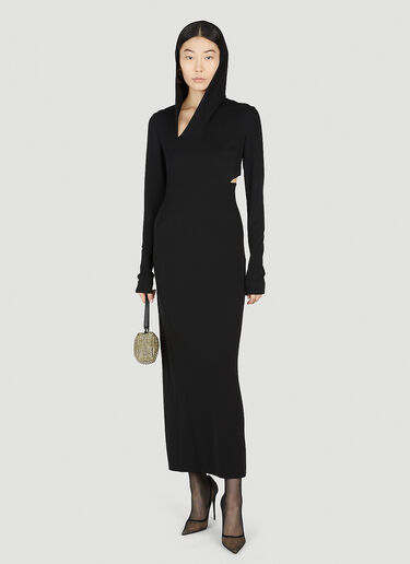 Versace Slashed Hooded Maxi Dress Black vrs0252004
