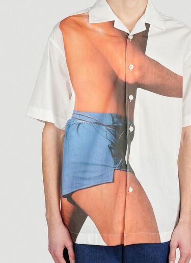 Profile Print Short-Sleeve Shirt JW Anderson Profile Print Short-Sleeve Shirt White jwa0154014