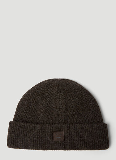 Acne Studios Face Patch Beanie Hat Brown acn0249003
