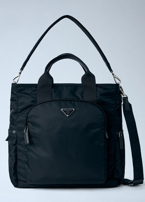 Prada Re-Nylon Logo-Plaque Tote Bag Black pra0164043