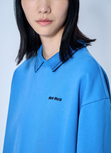 LN-CC® - Miu Miu: Logo Motif Sweatshirt - Light Blue Miu Miu Logo Motif Sweatshirt Light Blue miu0265008