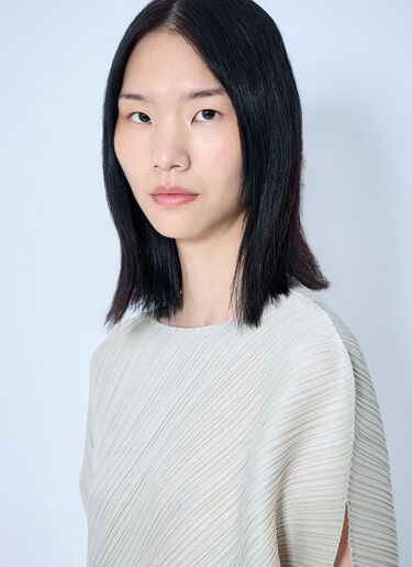 Pleats Please Issey Miyake Pleated Asymmetric Top Beige plp0264018