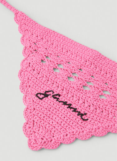 GANNI Logo Crochet Bandana Pink gan0251059