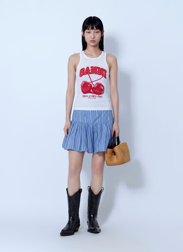LN-CC® - GANNI: Compact Rib Jersey Tank Top - White GANNI Compact Rib Jersey Tank Top White gan0265006