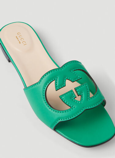 Gucci Interlocking G Cut-Out Sandals Green guc0250115