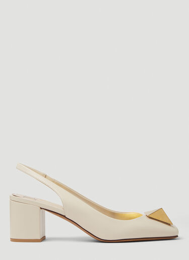 Valentino One Stud Sling Back Heels Cream val0249018