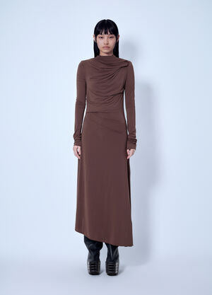 Entire Studios Draped Long Sleeve Dress Brown ent0266034