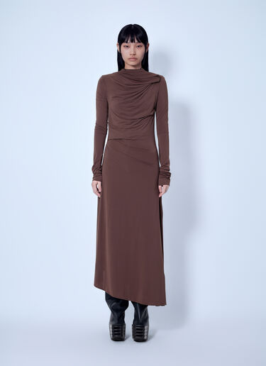 Entire Studios Draped Long Sleeve Dress Brown ent0266034