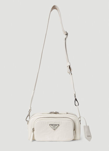 Prada 复古皮革口袋单肩包 白色 pra0252070