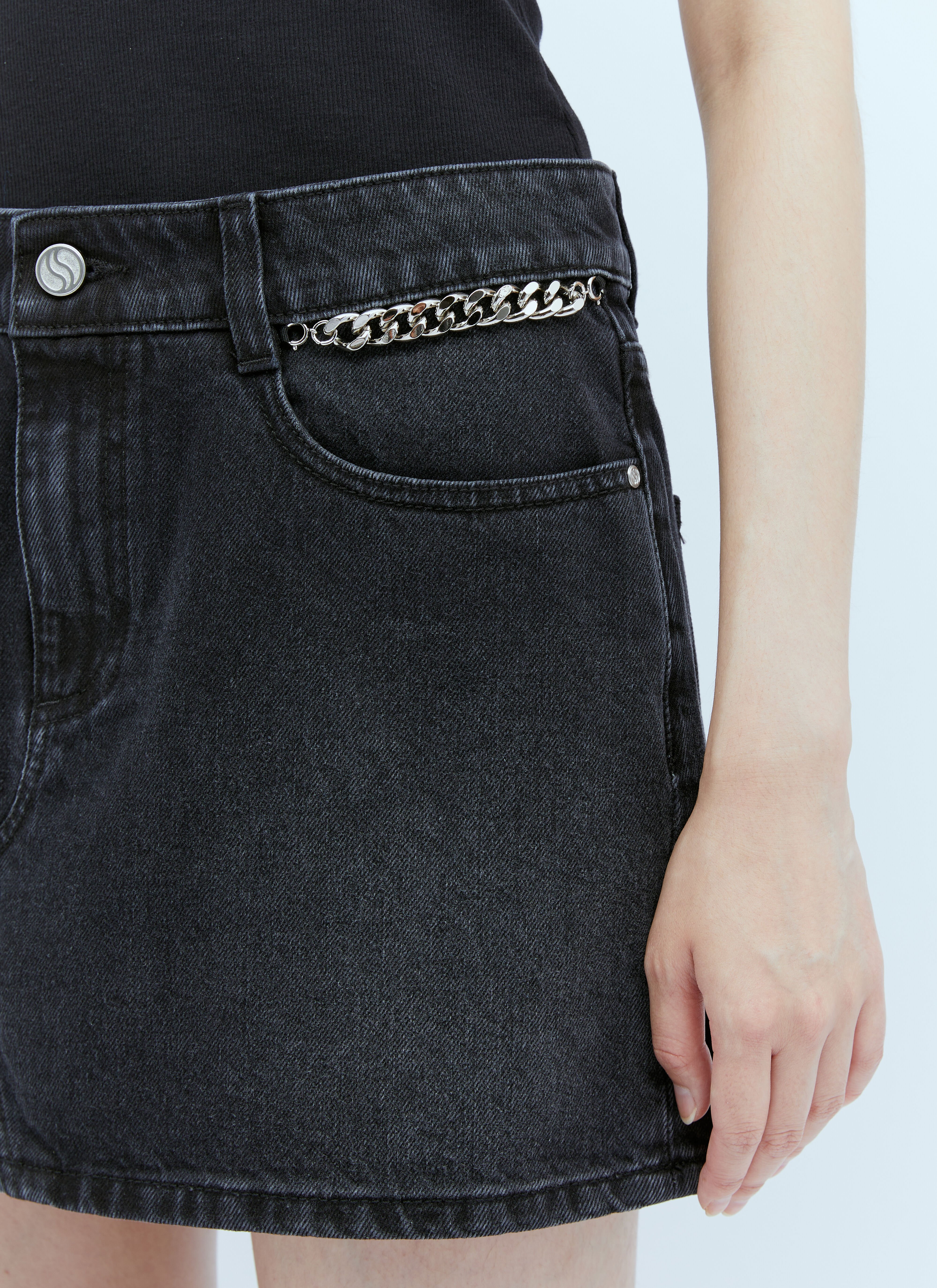 Black denim skirt with chain cheap