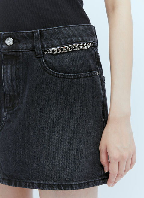 Stella McCartney Falabella Chain Denim Mini Skirt Black stm0254005