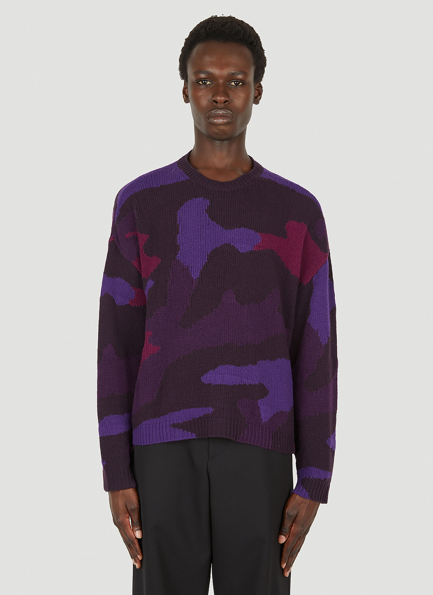 Shop Valentino Camouflage Knit Jumper In Purple
