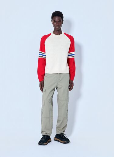 LN-CC® - Stüssy: Stripe Raglan Crewneck Sweatshirt - Red Stüssy Stripe Raglan Crewneck Sweatshirt Red sts0164032