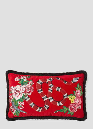 Gucci Kingsnake Embroidered Cushion Red wps0638391