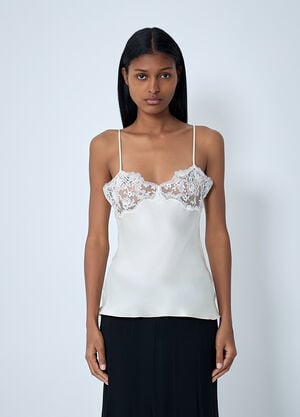 Chloé Silk Satin And Lace Tank Top White chl0262013