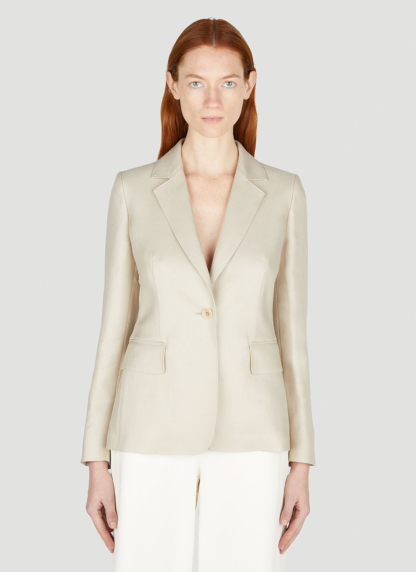 Max Mara Alpaca Linen Blazer In Beige