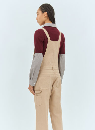 Miu Miu Logo Embossed Overalls Beige miu0255001