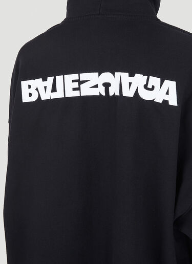 Balenciaga Reverse Logo Hooded Sweatshirt Black bal0246069