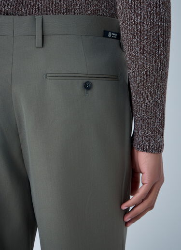 Prada Wide-Leg Wool Pants Green pra0163056
