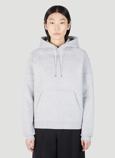 Saint Laurent Logo Embroidery Hooded Sweatshirt Grey sla0251041