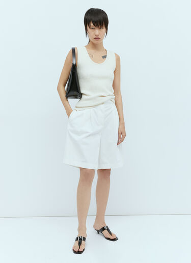 TOTEME Relaxed Twill Bermuda Shorts White tot0256006