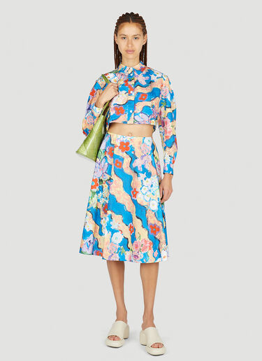 Marni Floral Paint Skirt Blue mni0251013