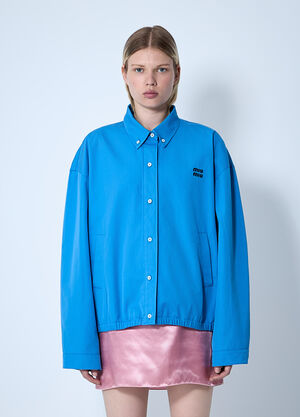 Miu Miu Logo Motif Blouson Jacket Blue miu0362010