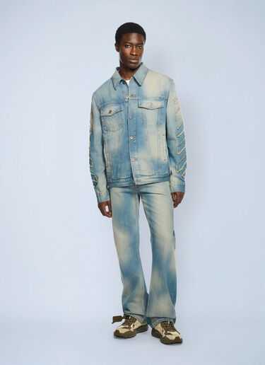 Off-White Diagonal Raw Patch Denim Jacket Blue ofw0162053