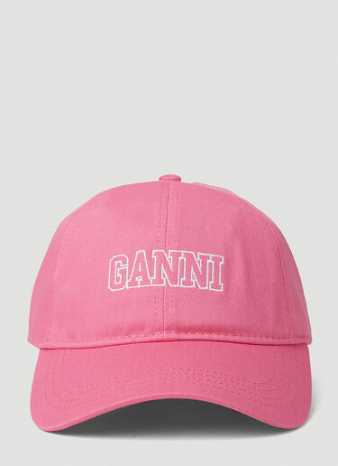 GANNI ロゴ刺繍ベースボールキャップ ピンク gan0251003