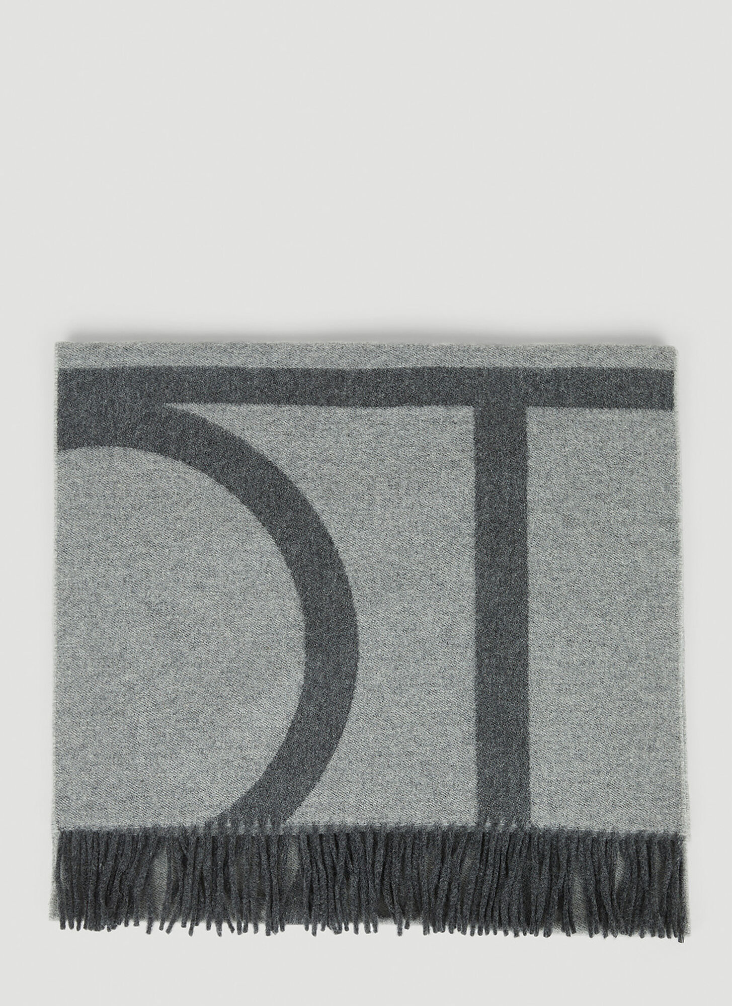 Totême Monogram Jacquard Scarf In Grey