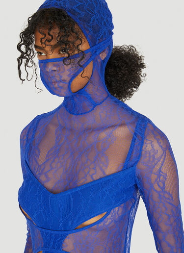 Dion Lee Visceral Lace Masked Bodysuit Blue dle0250001