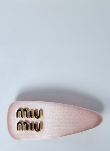 Miu Miu Logo Plaque Satin Hair Clip Pink miu0259037