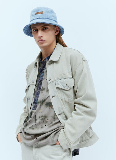 Acne Studios 로고 패치 데님 버킷 햇 블루 acn0353005