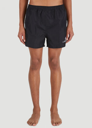 Balenciaga Logo Motif Swim Shorts Black bal0145132