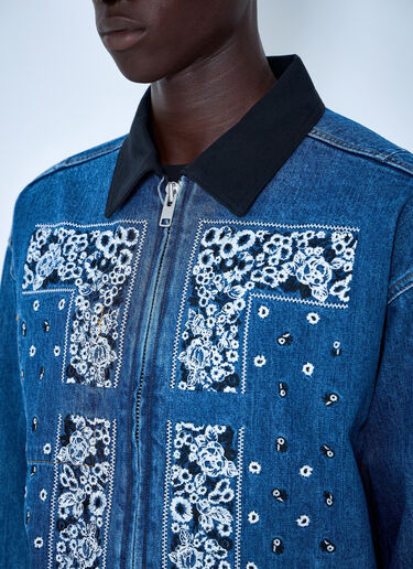 LN-CC® - NOMARHYTHM TEXTILE: Bandana Embroidery Denim Jacket - Blue NOMARHYTHM TEXTILE Bandana Embroidery Denim Jacket Blue nom0164009
