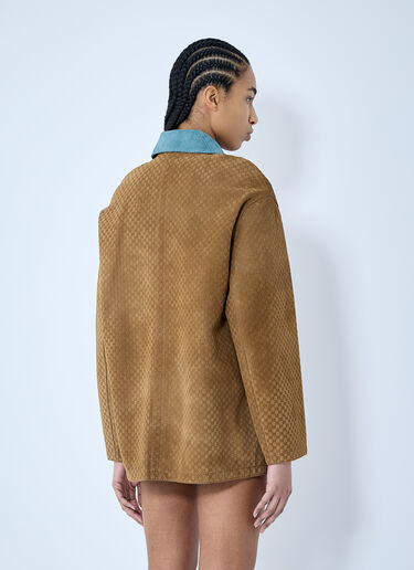 Gucci Embossed GG Suede Jacket Blue guc0259015