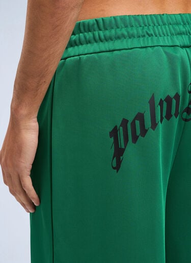 Palm Angels Back Curved Logo Track Shorts Green pma0164054