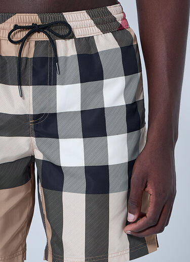 Burberry Check Swim Shorts Beige bur0159047