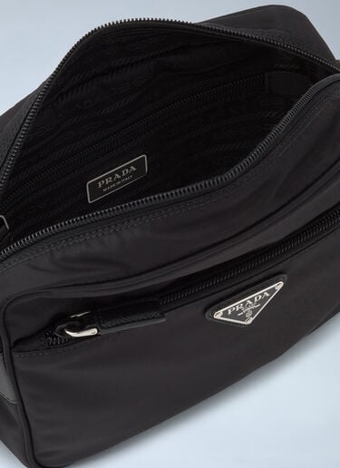 Prada Re-Nylon and Saffiano Leather Shoulder Bag Black pra0248030