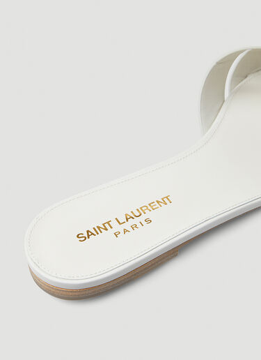 Saint Laurent Tribute Flat Sandals Ivory sla0249104