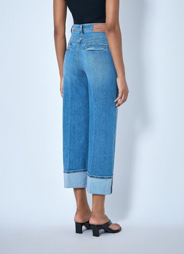 LN-CC® - Sportmax: Cropped Wide-Leg Denim Jeans - Blue Sportmax Cropped Wide-Leg Denim Jeans Blue spx0265035