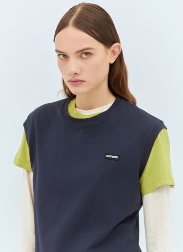 Set Of Three Jersey T-Shirts Miu Miu Set Of Three Jersey T-Shirts Blue miu0359003