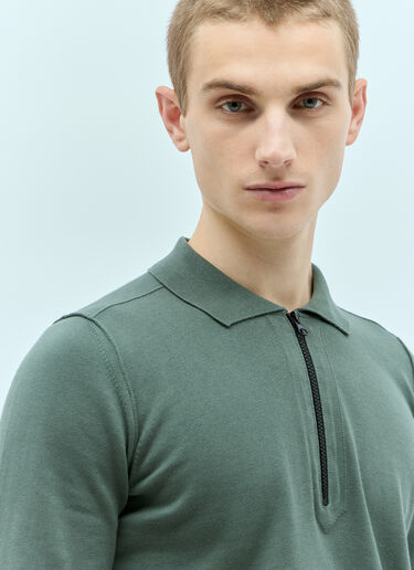 Stone Island Quarter-Zip-Up Knit Sweatshirt Green sto0156086