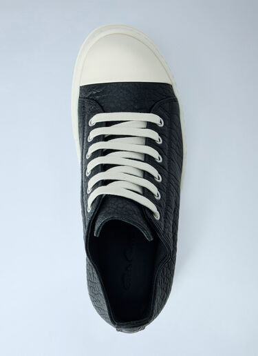 LN-CC® - Rick Owens: Textured Leather Low-Top Sneakers - Black Rick Owens Textured Leather Low-Top Sneakers Black ric0265042