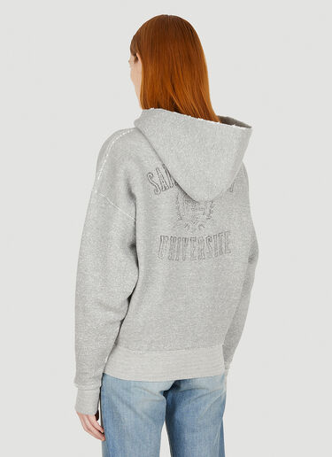 Saint Laurent Distressed Hooded Sweatshirt Grey sla0249009