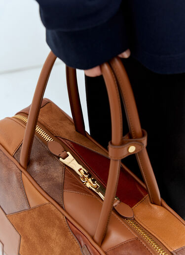 Miu Miu Leather Patch Handbag Brown miu0256053