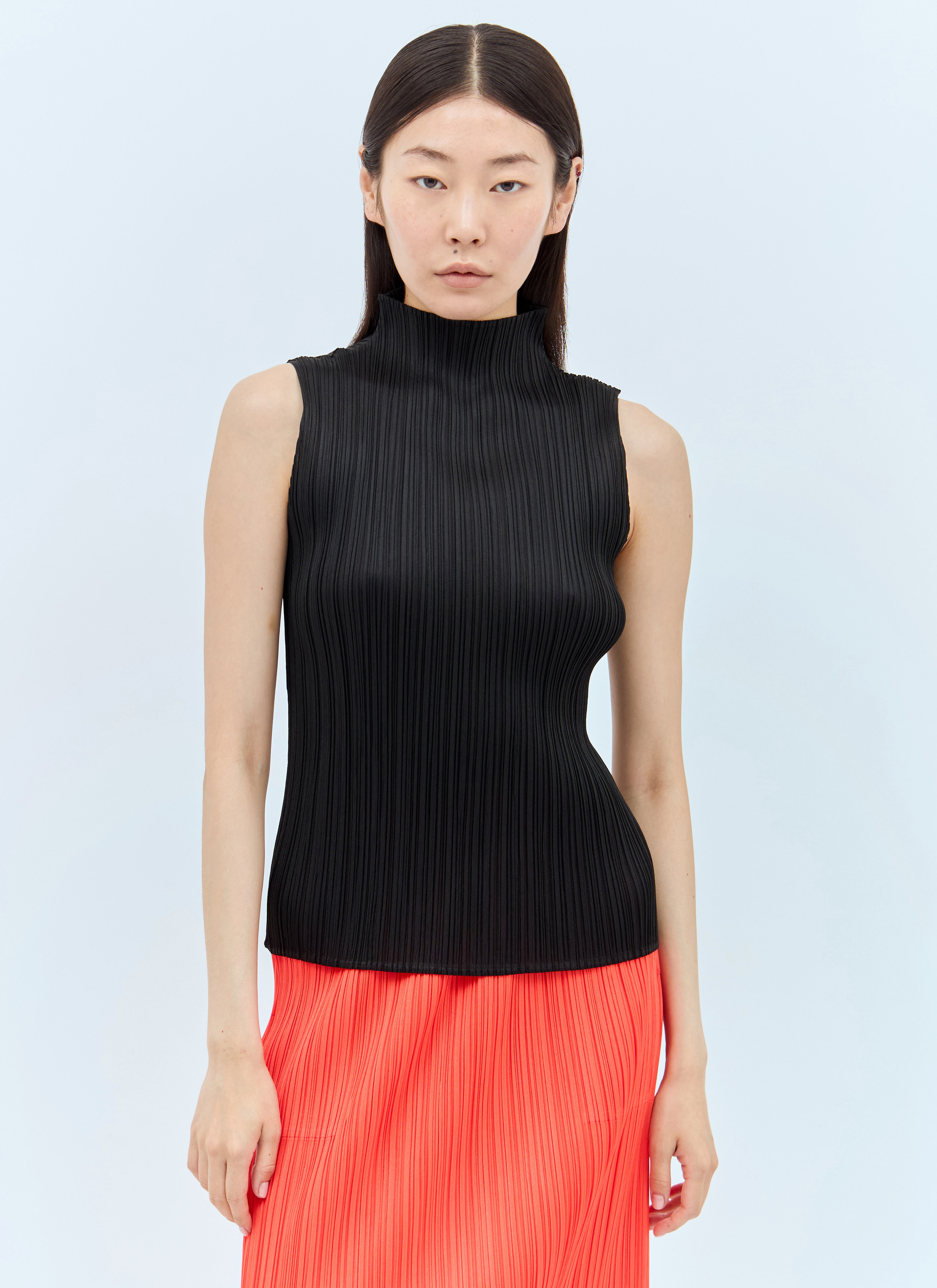 トップス ISSEY MIYAKE Pleated high neck cut sew Pleats Please Issey Miyake high-neck Pleated Top | Black