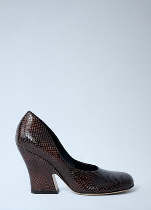 Dries Van Noten Python-Embossed Leather Wedge Pumps Dark Brown dvn0262030