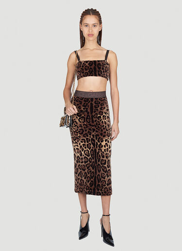 Dolce & Gabbana Leopard Print Midi Skirt Brown dol0254002