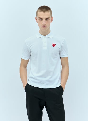 Comme Des Garçons PLAY Logo Patch Polo Shirt White cpl0355004